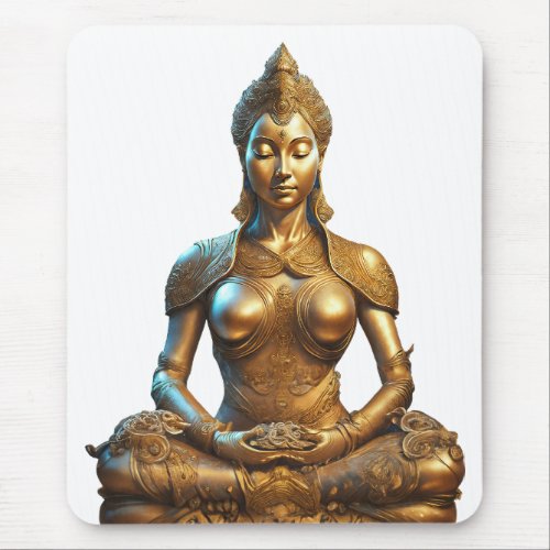 Buddha Meditation Gift Zen Gold Religion Mouse Pad