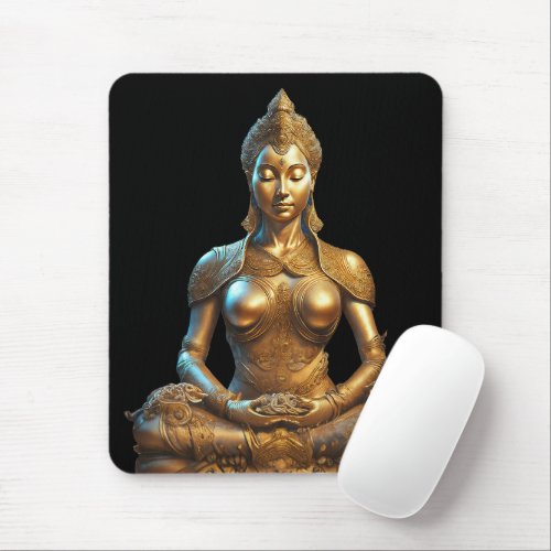 Buddha Meditation Gift Zen Gold Religion Mouse Pad