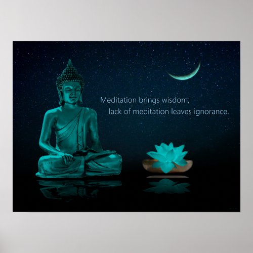 Buddha Meditation Lotus Flower Eastern Religion Poster