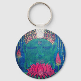 Buddha meditation lotus flower spiritual zen keychain