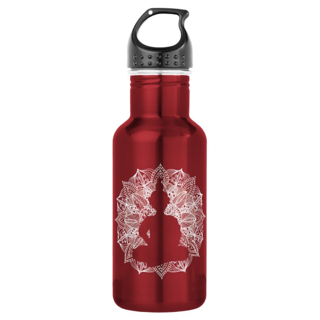 Buddha Meditation Mandala Circle Stainless Steel Water Bottle (Front)