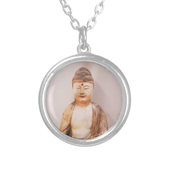 Buddha Meditation  Silver Plated Necklace (Front)