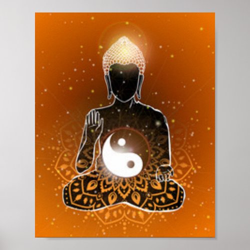 Buddha Meditation Ying Yang Design Poster