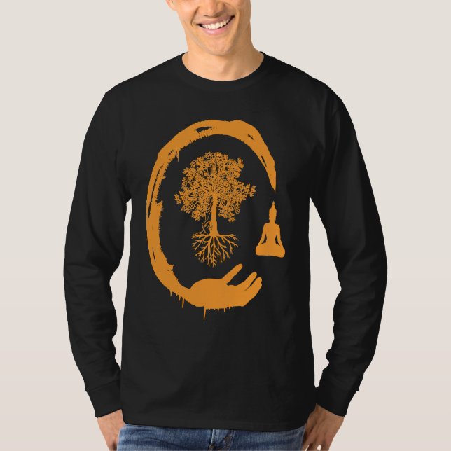 Buddha Monk Namaste Praying Pray Smile Happy Laugh T-Shirt (Front)