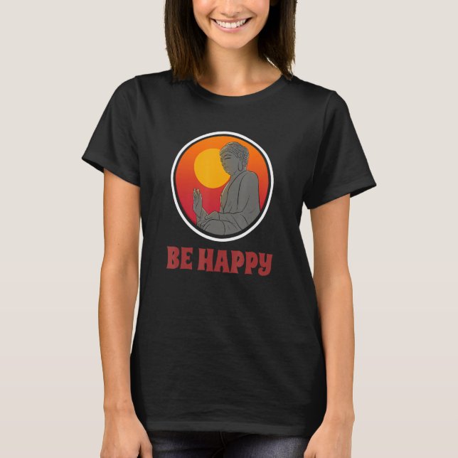 Buddha Monk Namaste Praying Pray Smile Happy Laugh T-Shirt (Front)