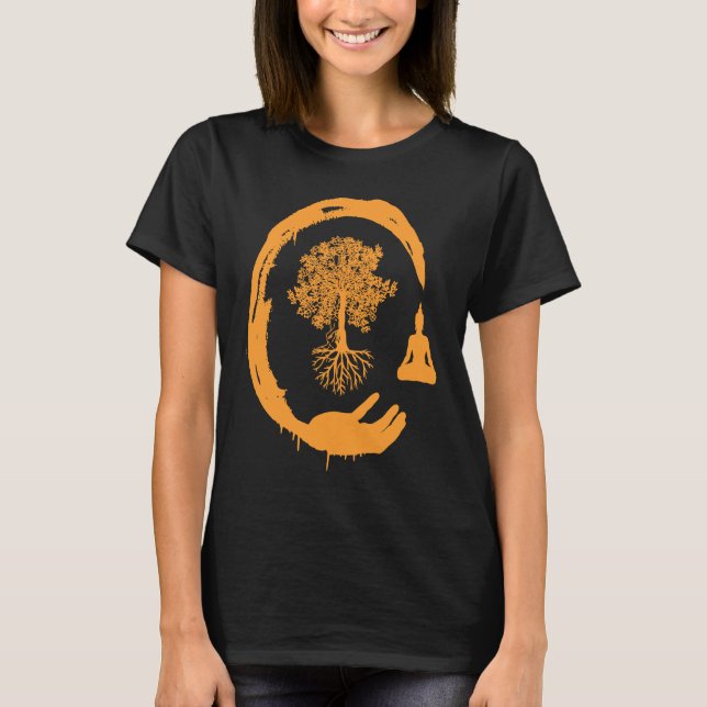 Buddha Monk Namaste Praying Pray Smile Happy Laugh T-Shirt (Front)