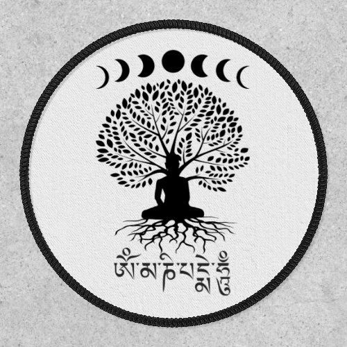 Buddha Moon Phases Tree of Life Om Mani Padme Hum Patch