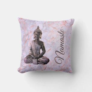 Buddha Namaste Pink Lavender Marble   Throw Pillow