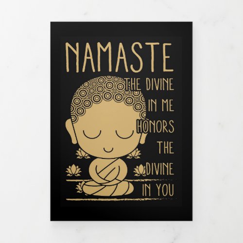 Buddha Namaste The Divine In Me Tri_Fold Holiday Card