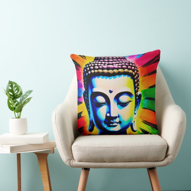 Buddha Neon Decor  Throw Pillow (Chair)