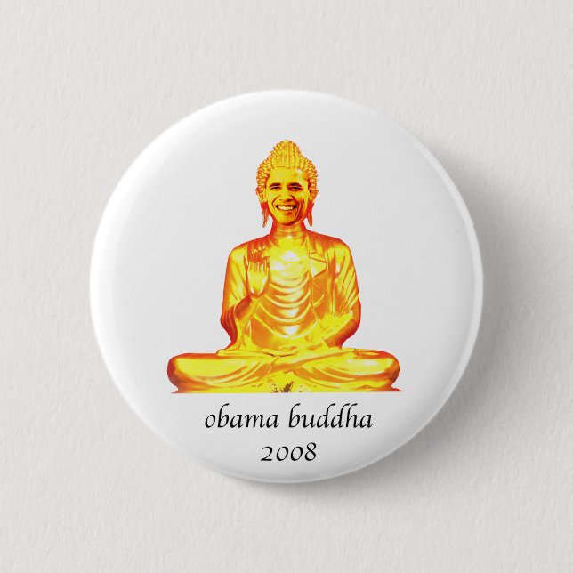 buddha obama pinback button (Front)