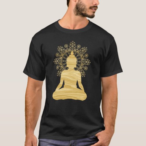 Buddha on Bohemian Mandala  Spiritual Om New Age T_Shirt