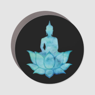 Buddha on Lotus Blue Car Magnet