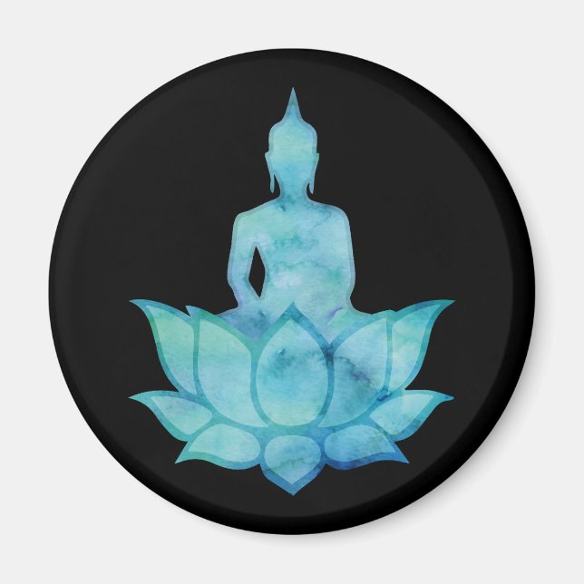Buddha on Lotus Blue Magnet (Front)