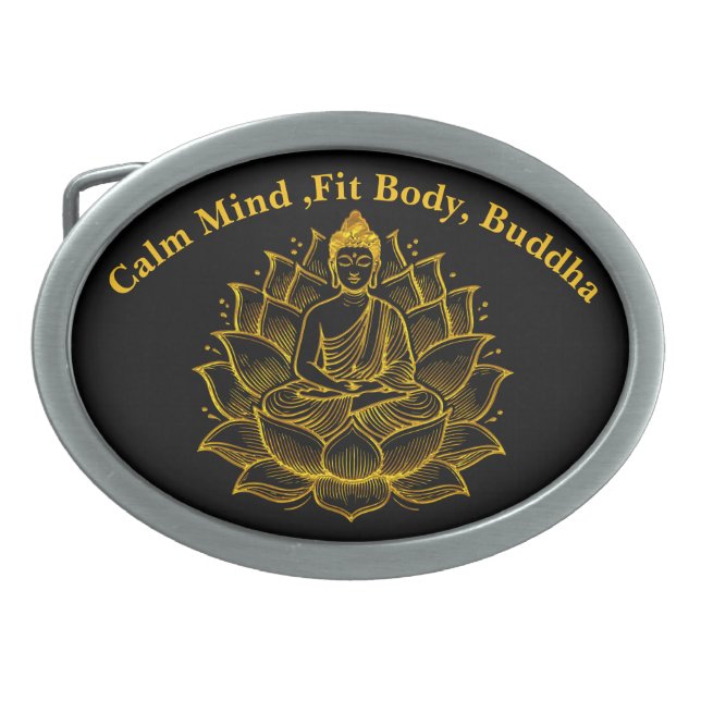 Buddha on Lotus Flower Belt Buckle (Front)