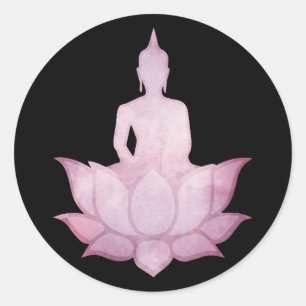 Buddha on Lotus Pink Classic Round Sticker