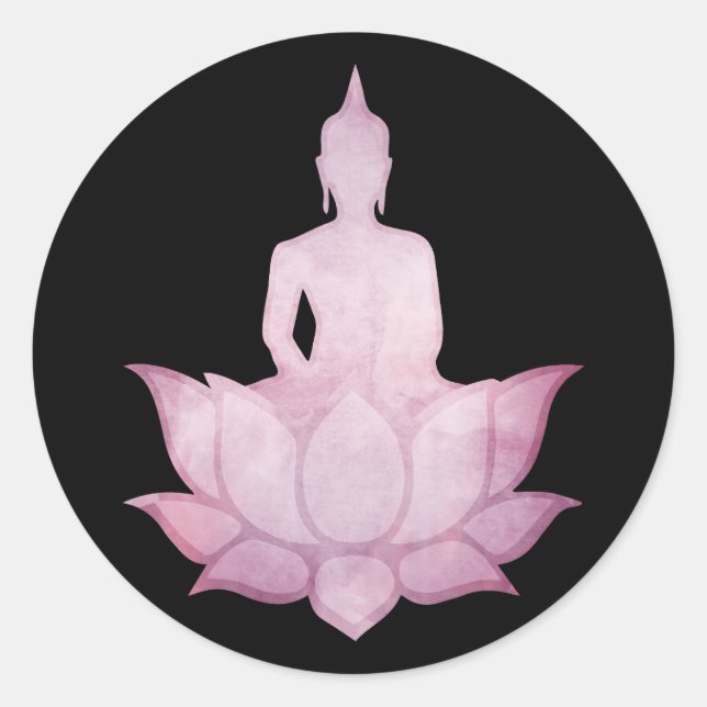 Buddha on Lotus Pink Classic Round Sticker (Front)