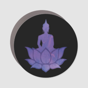 Buddha on Lotus Purple Car Magnet