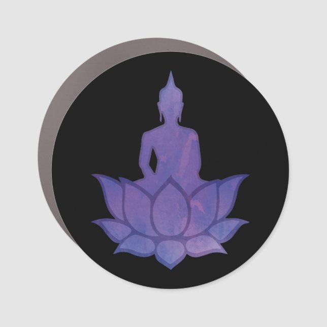 Buddha on Lotus Purple Car Magnet (Front)