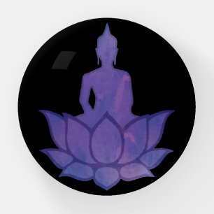 Buddha on Lotus Purple Paperweight