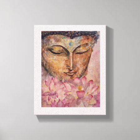 Buddha Pink Lotus Watercolor Canvas Print