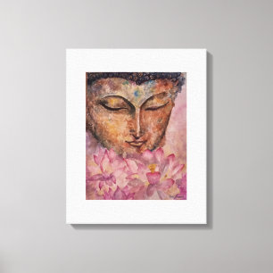 Buddha Pink Lotus Watercolor Canvas Print 16x20
