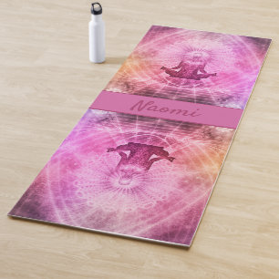 Buddha pink purple meditation name yoga mat