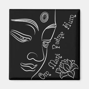 Buddha pondering lotus flower White Magnet
