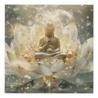 Buddha Prayer Lotus 2 Digital Art Faux Canvas Print