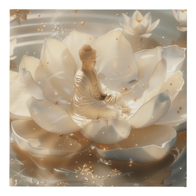 Buddha Prayer Lotus Digital Art Faux Canvas Print (Front)