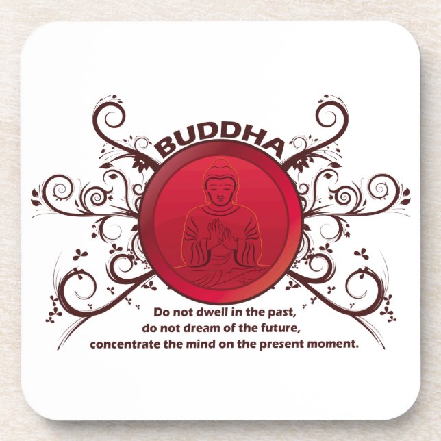 Buddha Present Moment Beverage Coaster (Front)
