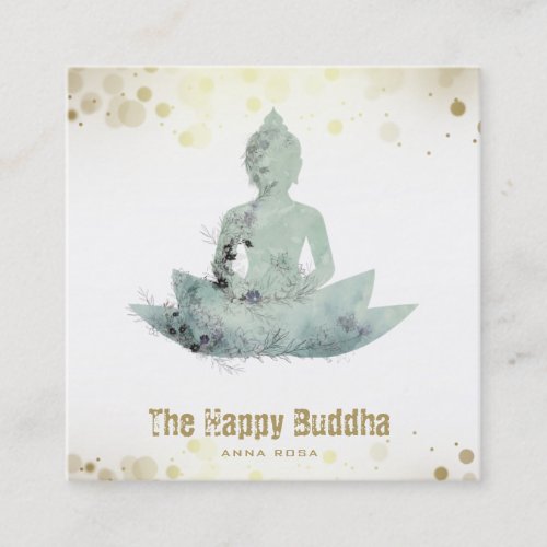  Buddha QR Floral SAGE Lotus AP33 Square Business Card