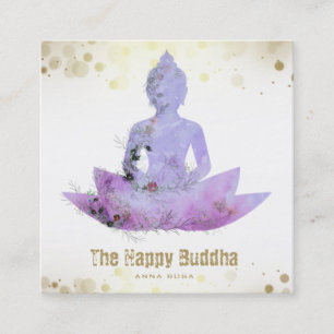 *~* Buddha QR Lotus Botanical Floral AP33 Square Business Card