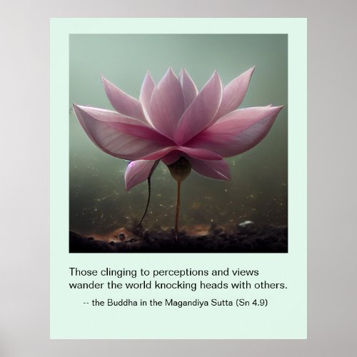 Buddha Quote about opinionated people PINK lotus Poster