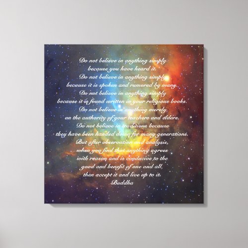 Buddha quote Do not believe News Today Canvas Print