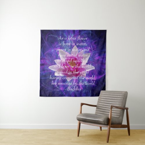 Buddha quote Lotus flower Tapestry