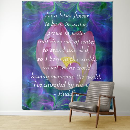 Buddha quote Lotus flower Tapestry