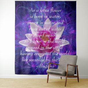 Buddha quote Lotus flower Tapestry