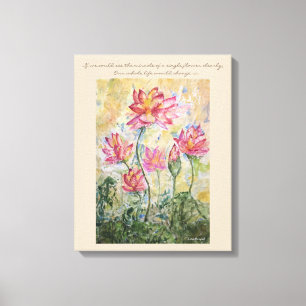 Buddha Quote Lotus Watercolor Canvas Wall Art