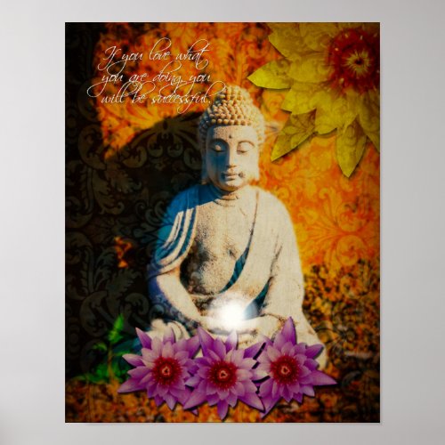 Buddha Quote purple lotus Poster