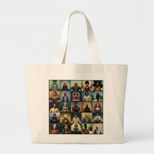Buddha Quote Tote: Meditate, do not be careless Large Tote Bag