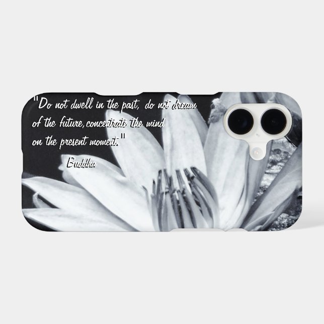 Buddha Quotes & Lotus Flowers BW / Buddhism Case-Mate iPhone Case (Back (Horizontal))