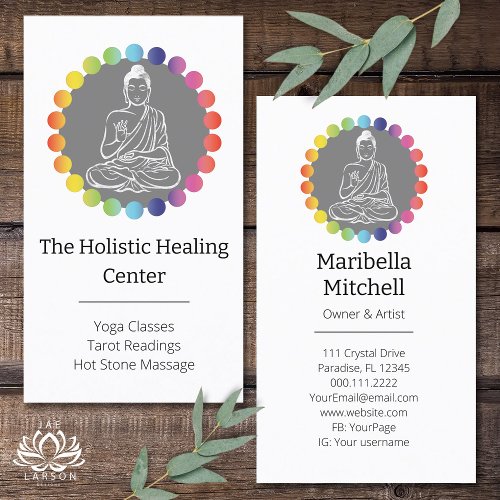 Buddha Rainbow Chakras Spiritual Metaphysical Yoga Business Card
