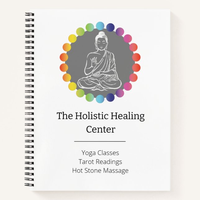 Buddha Rainbow Chakras Spiritual Metaphysical Yoga Notebook (Front)