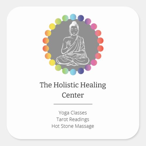 Buddha Rainbow Chakras Spiritual Metaphysical Yoga Square Sticker
