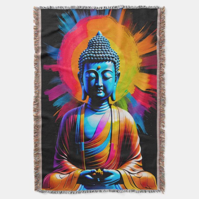 Buddha - Rays of Tranquil Throw Blanket (Front Vertical)