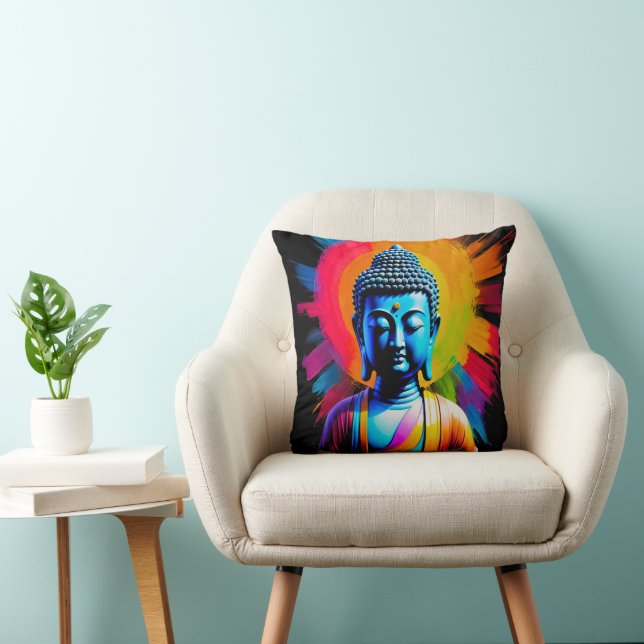 Buddha - Rays of Tranquil Throw Pillow (Chair)