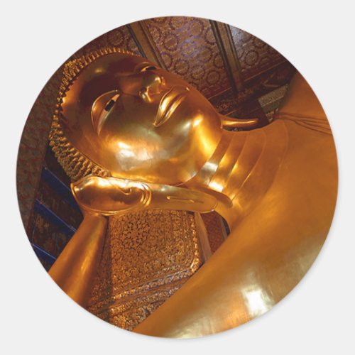 Buddha Reclining  Buddhist Temple Photo Classic Round Sticker