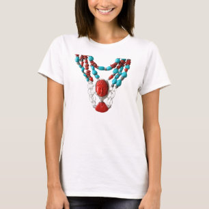 Buddha Red Coral Turquoise Womens Necklace T-Shirt