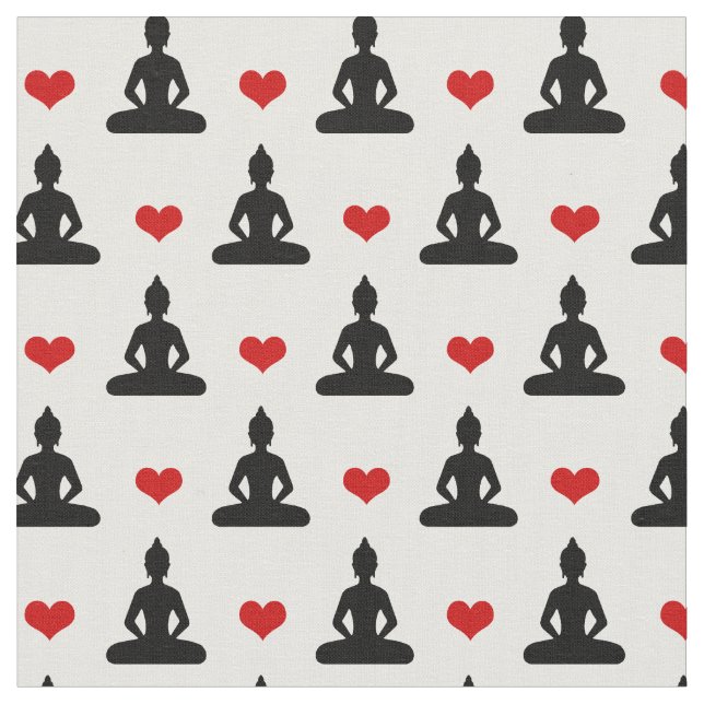 Buddha & Red Heart fashion Fabric /Buddhism Yoga (Close Up)